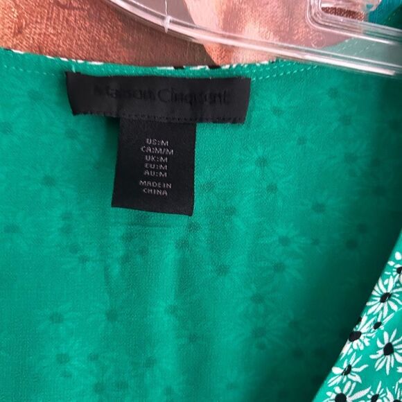Maison Cinqcent Elegant Green Floral Women's Blouse M - Picture 3 of 13